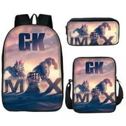 Godzilla Backpack Anime Backpack 3D Printing Cartoon Bag outdoor Multifunction Leisure Bag 3PCS BLACK1